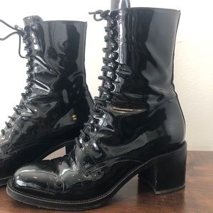 Black patent leather boots